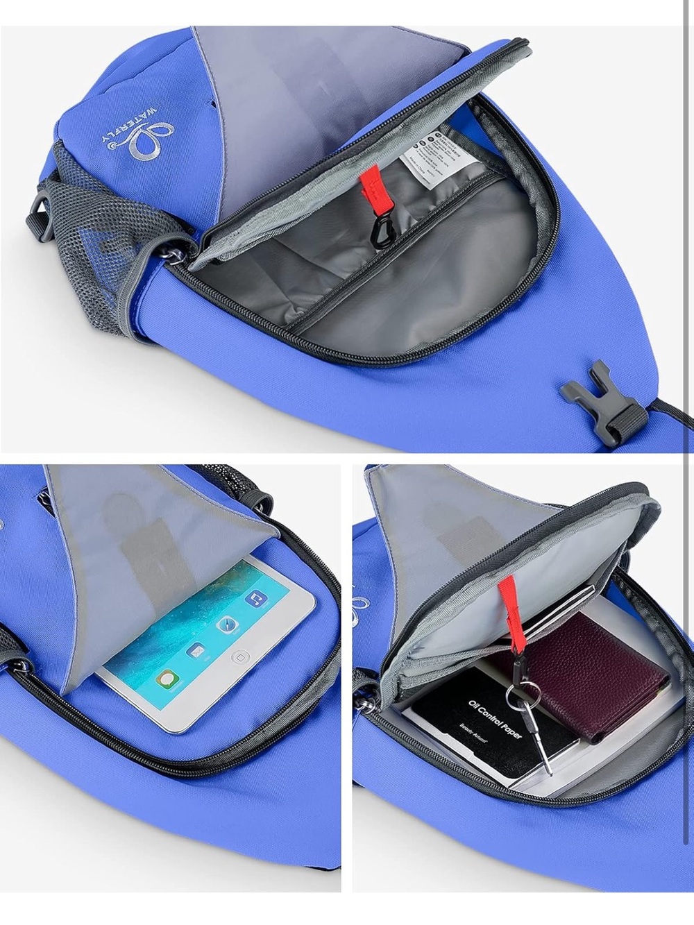 WATERFLY Crossbody Sling Backpack Sling Bag Travel Hiking Chest Bag Daypack - Picture 3 of 8